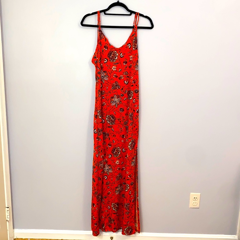 Bright Orange Floral Maxi Dress